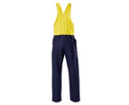 Hard Yakka Men's Hi-Visibility Two Tone Cotton Drill Action Back Overalls - Yellow/Navy