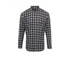 Premier Mens Mulligan Check Long Sleeve Shirt (Steel/Black) - PC3101