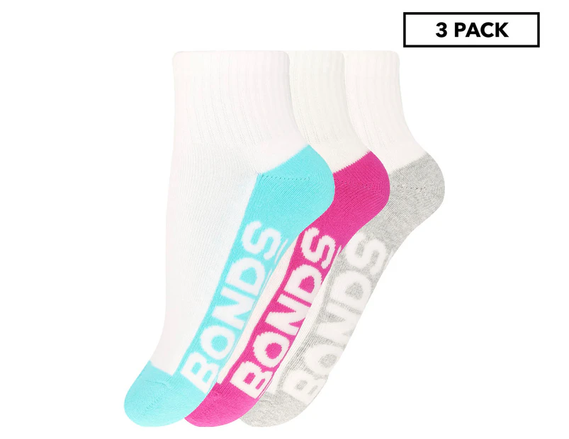 Bonds Women's Size 3-8 Quarter Crew Socks 3-Pack - Assorted