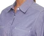 KingGee Women's Short Sleeve Chambray Shirt - Blue 5