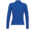 SOLS Womens Podium Long Sleeve Pique Cotton Polo Shirt (Royal Blue) - PC330