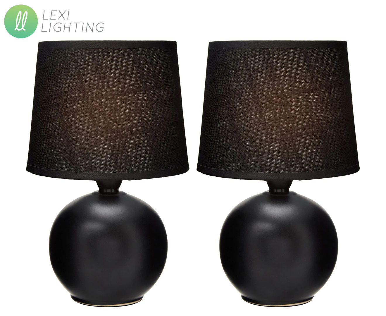 Ceramic Modern Round Table Lamp Set Of 2 in Black