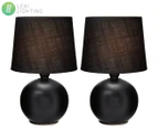 Set of 2 Lexi Lighting Louis Ceramic Modern Round Table Lamp - Black