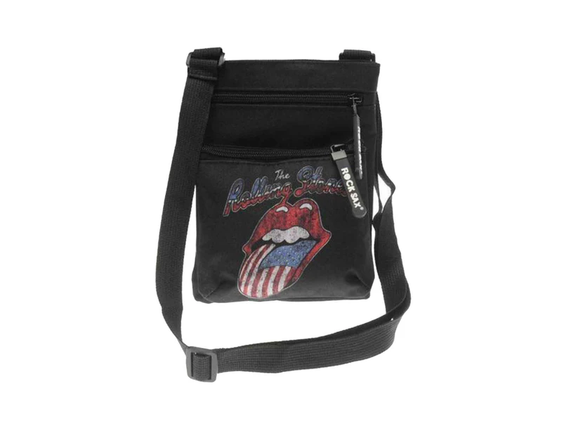 The Rolling Stones Crossbody Bag Usa Tongue Band Logo  Official - Black