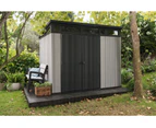 KETER Artisan 9x7 Large Outdoor Storage/Garden Shed (Deco Grey/Anthracite)