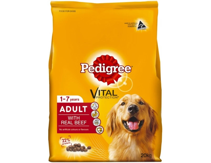 Pedigree Real Beef Dry Dog Food 20kg