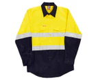 Stubbies Men's Spliced Drill Shirt w/ Hoop Tape - Yellow/Navy