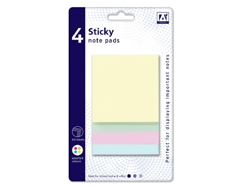 A Star Square Sticky Note Pads (Pack of 4) (Multicoloured) - ST1027