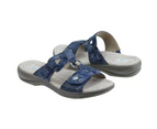 Planet Shoes Womens Debra Comfort Casual Slip On Sandal in Blue Multi Leather
