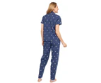 Cyberjammies 1359 Nora Rose Ellen Navy Blue Striped Cotton Embroidered Woven Pyjama Set