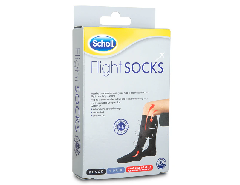 Scholl Adult Size M6-9/W8-10 Flight Socks - Black