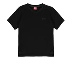 Slazenger Boys V Neck T Shirt Tee Top Junior - Black Cotton Short Sleeve - Black