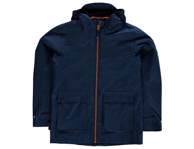 Gelert Kids Coast Waterproof Jacket Coat Top Junior - Navy/Orange Breathable - Blue
