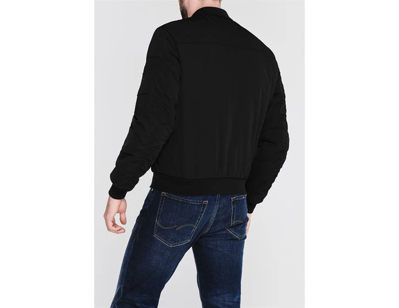 DKNY Men Jacket Coat Top - Black Zip Casual Long Sleeve Regular Fit Oversized