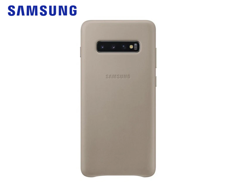 Samsung Leather Phone Cover For Galaxy S10+ - Grey