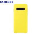 Samsung Leather Phone Cover For Galaxy S10 - Yellow