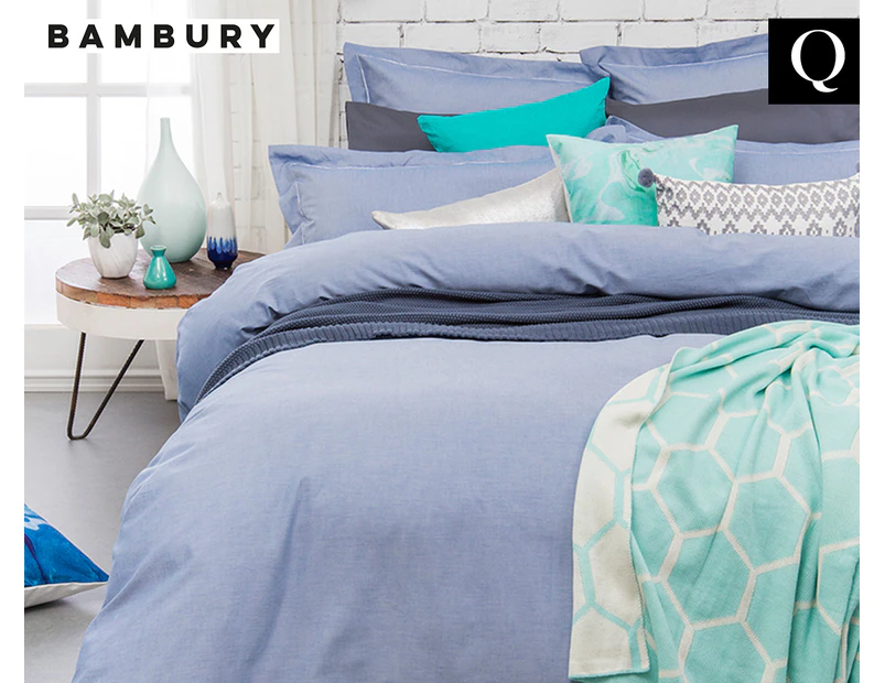 Bambury Charleston Queen Bed Quilt Cover Set - Blue