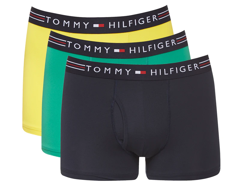 Tommy Hilfiger Men's Stretch Pro 3-Pack Trunks - Yellow/Green/Navy