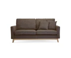 3 Seater Fabric Sofa Lounge Modern Mid-Century Couch - Brown 185cm