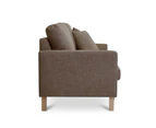 3 Seater Fabric Sofa Lounge Modern Mid-Century Couch - Brown 185cm