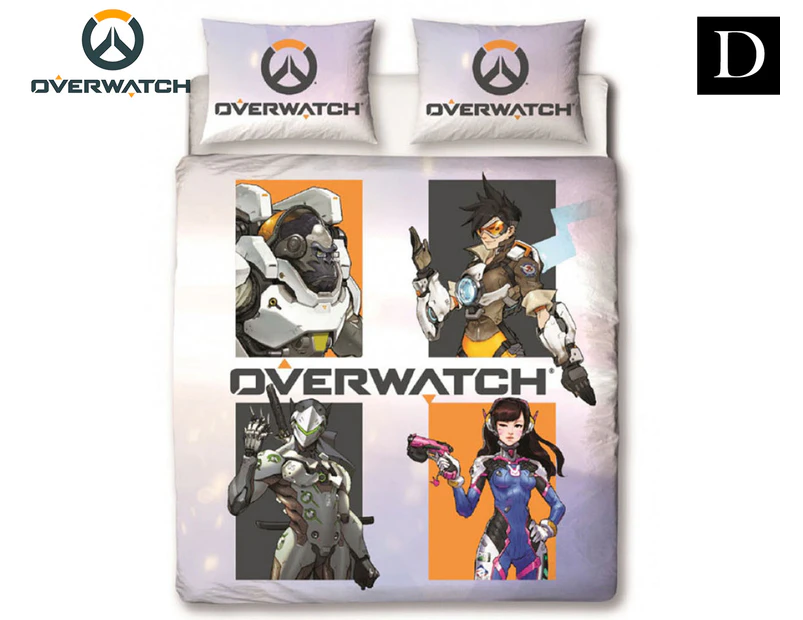 Overwatch Grid Double Panel Double Bed Quilt Cover Set - Multi