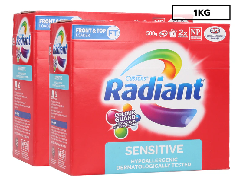 2 x Cussons Radiant Sensitive Washing Powder 500g