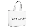 Calvin Klein Jeans Sculpted Logo EW Tote Bag - Bright White/Black