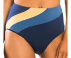 Jets Women's High Waist Bikini Bottom - Navy/Gold