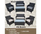 4PC Set Outdoor Rattan Lounge Brown Wicker Furniture Balian Weave Garden Sofa