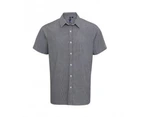 Premier Mens Gingham Short Sleeve Shirt (Black/White) - PC3100