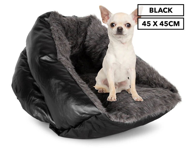 Trendy Pets 45x45 Black Leather Pet Pod Bed