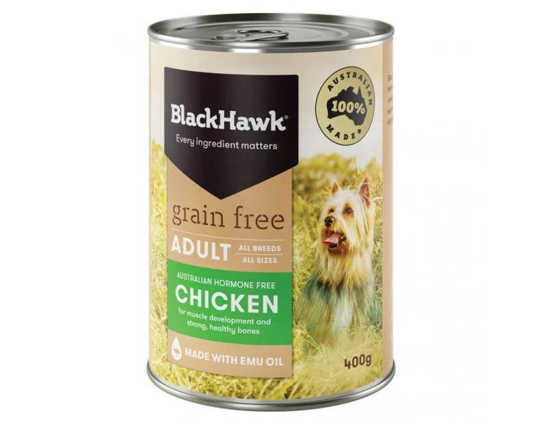 Black Hawk Grain Free Chicken Dog Food Protein Bones 12 x 400g