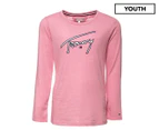 Tommy Hilfiger Girls' Tommy Signature Long Sleeve Tee / T-Shirt / Tshirt - Cashmere Rose