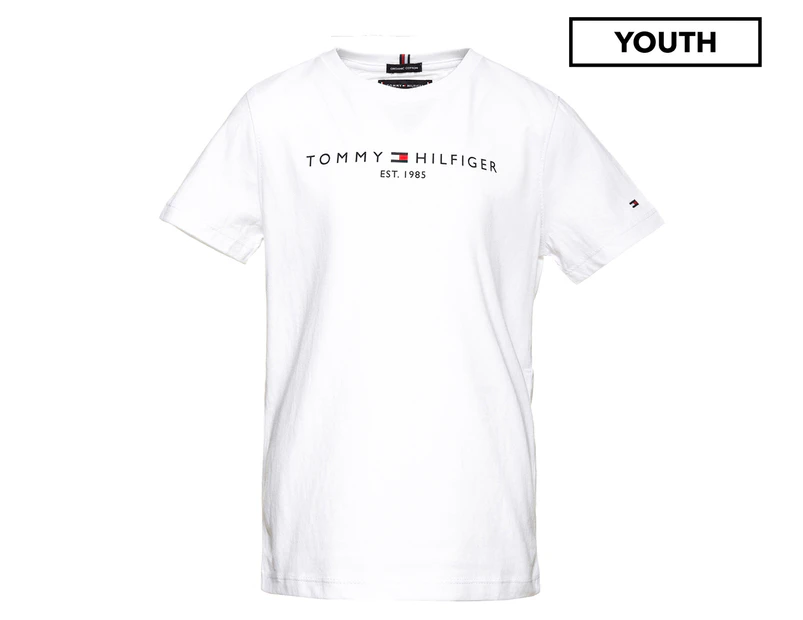 Tommy Hilfiger Boys' Essential Hilfiger Short Sleeve Tee / T-Shirt / Tshirt - Bright White