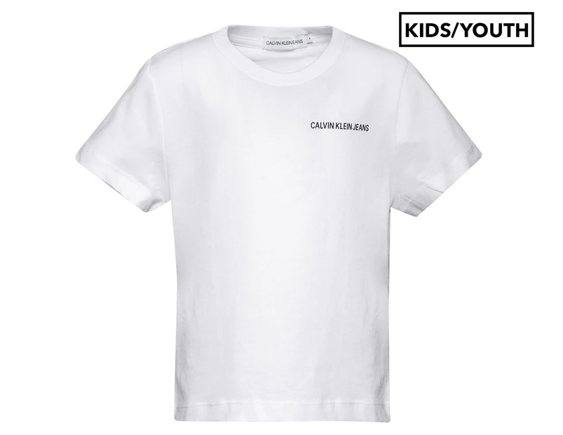 Calvin Klein Boys' Chest Logo Regular Top / Tee / T-Shirt / Tshirt - Bright White