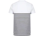 Front Row Adults Unisex Breton Striped T-Shirt (White/Navy) - PC3515