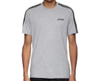 Adidas Men's 3 Stripe Tee / T-Shirt / Tshirt - Marle Grey/Black
