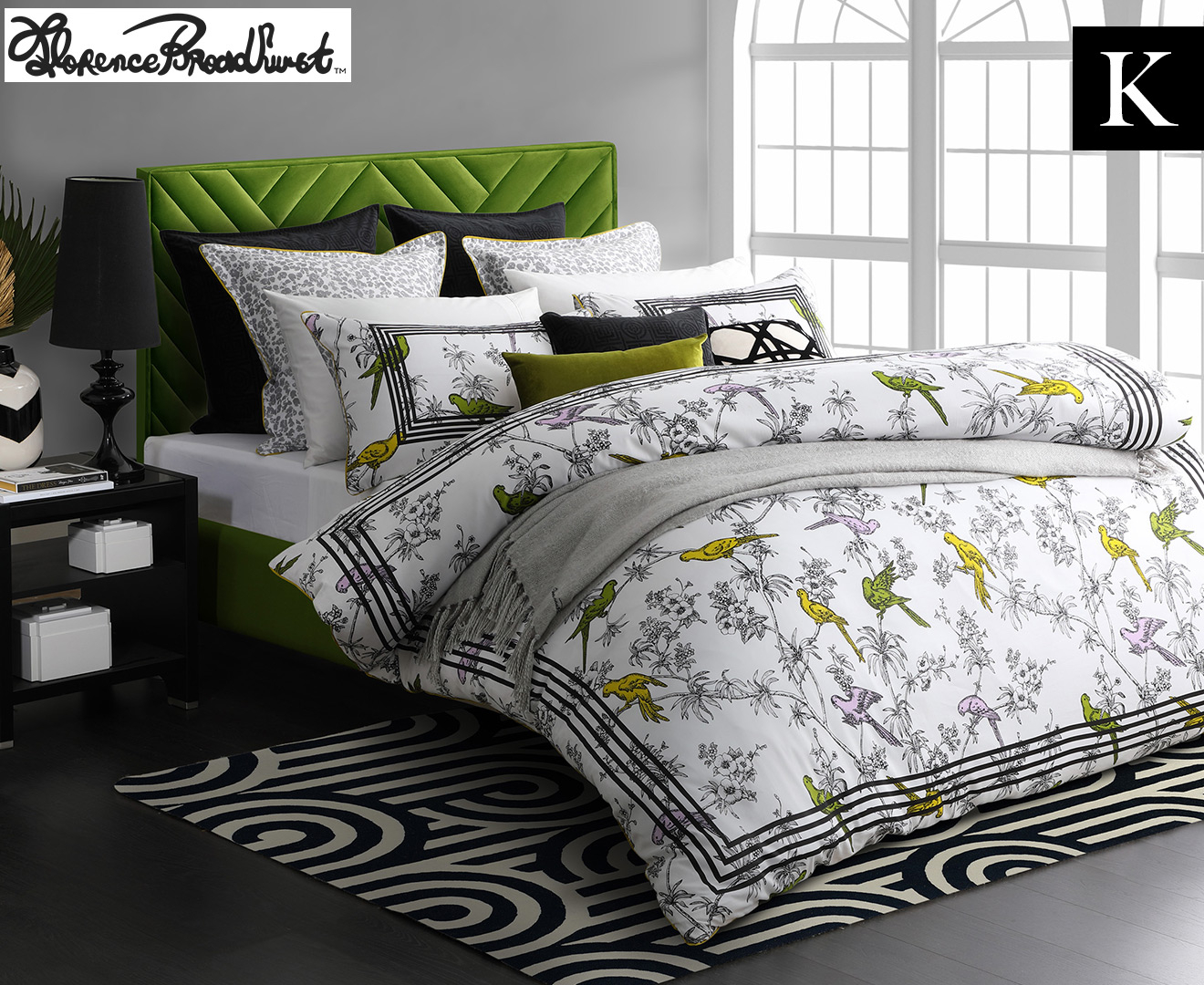 Florence Broadhurst King Quilt Cover Set - Parakeet Lime | Catch.co.nz