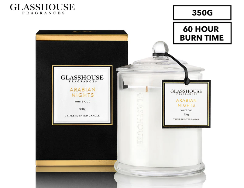 Glasshouse Fragrances Arabian Nights Triple Scented Candle 350g - White Oud