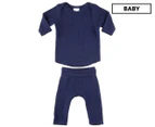 Bonds Baby The Daily Long Sleeve Tee / T-Shirt / Tshirt + Leggings Set - Black Sea