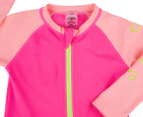 Bonds Baby Girls' Long Sleeve Zip Spliced Swimsuit - Pom Pom Pink