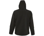 SOLS Mens Replay Hooded Soft Shell Jacket (Breathable, Windproof And Water Resistant) (Black) - PC410