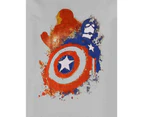 Official Womens Captain America T Shirt Painted Shield Logo   Skinny Fit - Grey