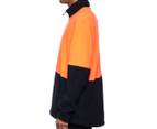 KingGee Men's 1/4 Zip Splice Hi-Vis Fleece Jumper - Orange/Black