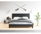 PU Leather Bed Frame in King and Queen Size (Square Pattern, Black)