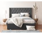 Winged Gas Lift Storage Fabric Bed Frame in King, Queen and Double Size (125cm Tall, Charcoal) 1