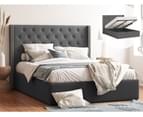 Winged Gas Lift Storage Fabric Bed Frame in King, Queen and Double Size (125cm Tall, Charcoal) 2