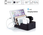 WIWU 6 Port USB Charging HUB Desktop Charger Stand for Multiple Device iWatch/AirPods/Smartphones/Tablets-Black