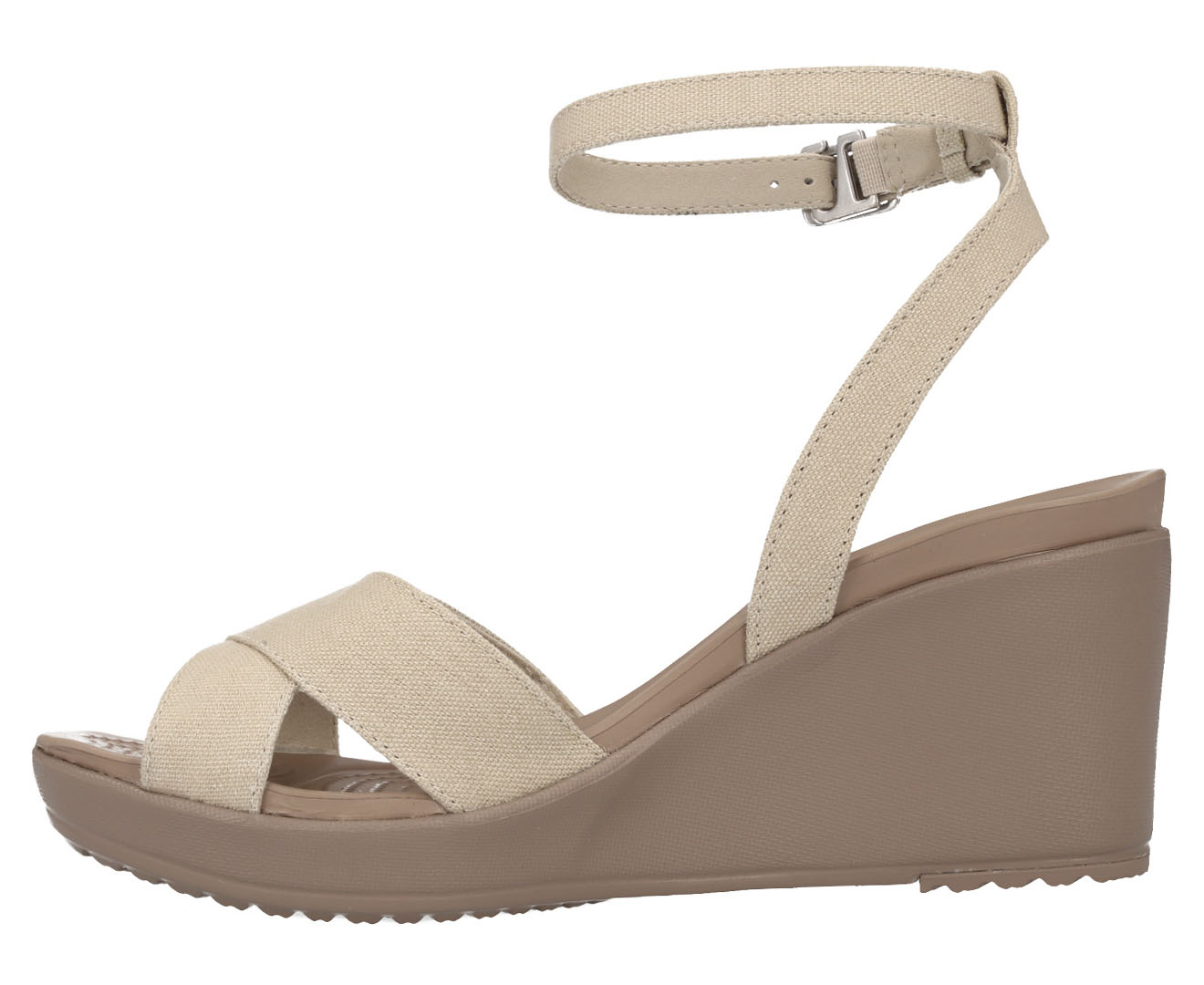 Crocs Women's Leigh II Cross-Strap Ankle Wedge Sandals - Oatmeal/Mushroom |  