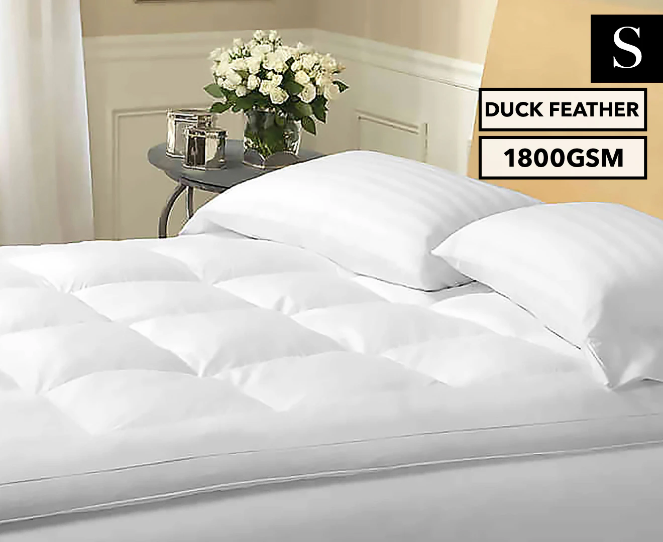 Hacienda Luxurious Duck Feather Topper 1800gsm for Single Size Bed Mattress Top